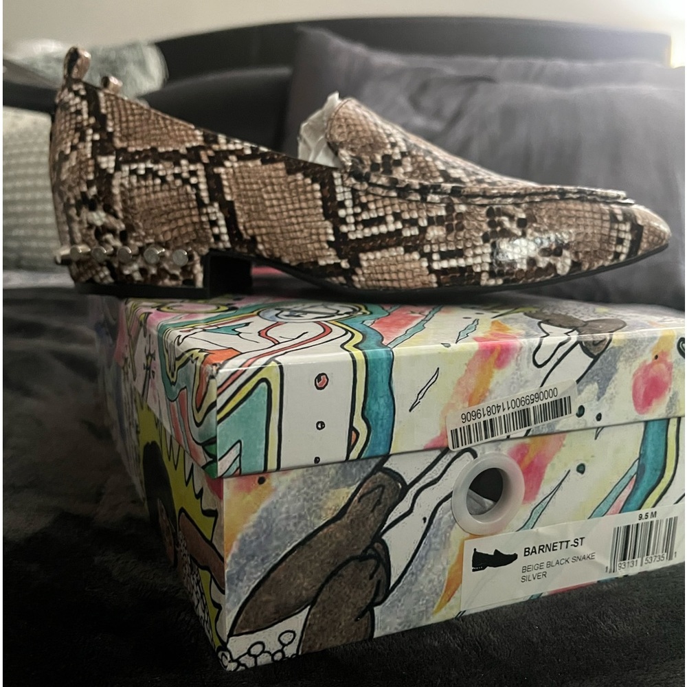 Jeffrey Campbell Snake Print Loafers - Brown and Black- Stud Detail